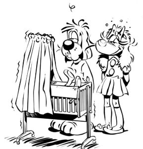 Gay-Luron : naissance de son enfant (dessin de Gotlib)